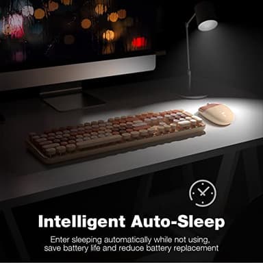 KNOWSQT Wireless Keyboard and Mouse Combo - MilkTea Colorful 2.4G Typewriter Full-Size Cute Keyboards - USB Receiver Plug and Play, for Computer, PC, Laptop, Desktop, Windows - Image 4