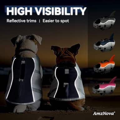 AMZNOVA Shark Dog Life Jacket, Swimming Vest with Handle, Dog Life Vest for Swimming & Boating, Ripstop & Buoyancy for Puppy Doggy, XL, Majolica Blue - Image 4