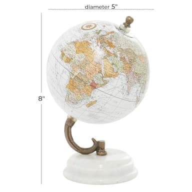 Deco 79 Marble Globe with White Marble Base, 5' x 5' x 8', White - Image 6