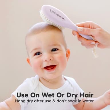 Wooden Baby Hair Brush - Cradle Cap Baby Brush with Soft Goat Bristles, Perfect Gentle Scalp Newborn Comb for Infant, Girls, Boys, Bath Essentials (Thistle, Oval) - Image 6