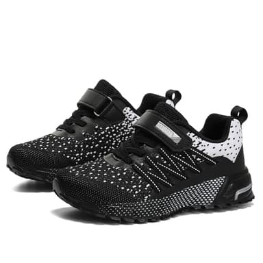 Kids Sneakers for Boys Girls Running Tennis Shoes Lightweight Breathable Sport Athletic Black White B Size US 1 Big Kid - Image 8