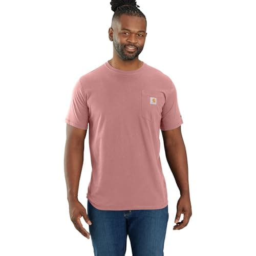 Carhartt Men's Big & Tall Force Relaxed Fit Midweight Short-Sleeve Pocket T-Shirt, Rose Tint, X-Large Tall