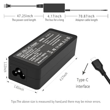 Yodzgaco 65w USB C Chromebook Charger for Lenovo,Hp,Dell, Acer, Asus, Samsung, Universal USB C Laptop Charger for Hp Chromebook X360/Spectre X360 Compatible with Lenovo Thinkpad Type C Power Cord - Image 6