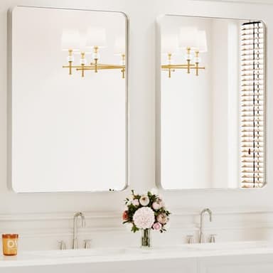 Bathroom Mirrors for Over Sink,2Pcs 24x36Inch Vanity Mirrors for Wall,Silver Metal Frame Rectangle Mirrors for Bathroom, Farmhouse,Restroom,Hangs Horizontally or Vertically - Image 1