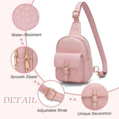 Viverte Small Sling Bag Fanny Pack for Girls Vegan Leather 3 Pockets Crossbody Purse for Women Cute Stuff Gift for Teen Girls with Adjustable Strap (Pink) - Image 5