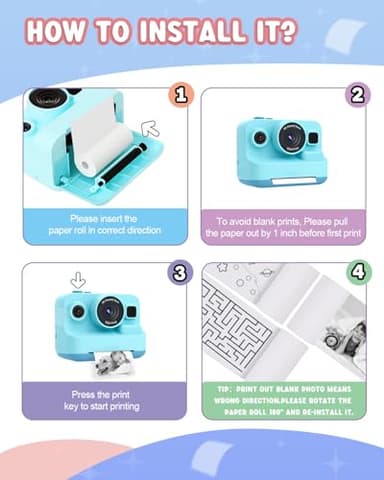 Dylanto Kids Camera Instant Print,1080P Kids Instant Cameras That Print Photos,Christmas Birthday Gifts for Girls Age 3-12,Portable Toy for 3 4 5 6 7 8 9 10 Year Old Girls Boys-Blue - Image 7