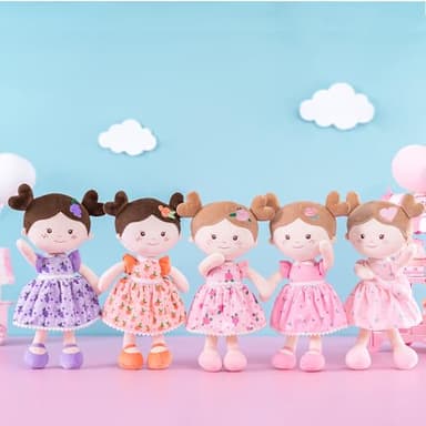 Onetoo First Baby Dolls Plush Rag Doll Soft Baby Toy Girls Sleeping Cuddle Buddy Doll Wear Pink Dress 14" - Image 9