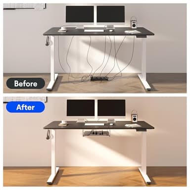 FLEXISPOT EN2 Whole-Piece Standing Desk with Clamp Power Strip, 60 x 24 Electric Stand Up Height Adjustable Desk with Cable Management (Black Frame + 60" Black Top, 2 Packages) - Image 6
