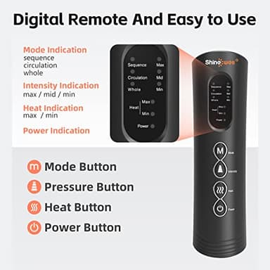 SHINE WELL Leg Massager for Circulation and Pain Relief, Leg Compression Massager with 2 Heating Levels 3 Modes 3 Intensities, for Neuropathy Pain, Blood Circulation, and Swelling Legs - Image 2