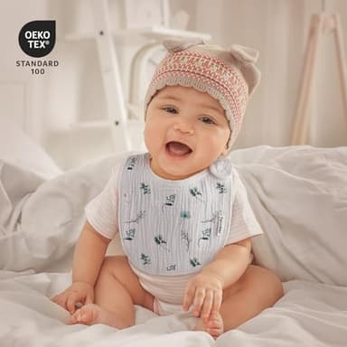 Muslin Bibs for Baby Boys Girls,Organic Muslin Baby Bib for Drooling and Teething,Soft Bandana Drool Bibs 5 Pack - Image 2