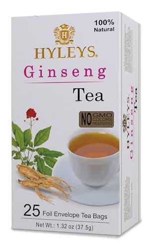 Hyleys Ginseng & Green Tea with Natural Guarana & Orange Flavor - Herbal Energy Tea - 25 Tea Bags - Image 2