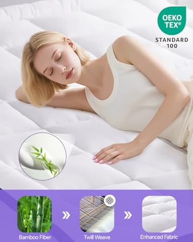 ChiXpace Dual Layer 4 Inch Memory Foam Mattress Topper Queen - 2 Inch Gel Memory Foam and 2 Inch Pillow Top Mattress Pad, 7-Zone Egg Crate Mattress Topper - Image 2