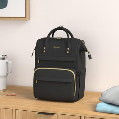 LOVEVOOK Laptop Backpack for Women,17 Inch Professional Womens Travel Backpack Purse Computer Laptop Bag Nurse Teacher Backpack,Waterproof College Work Bags Carry on Back Pack with USB Port,Black - Image 2