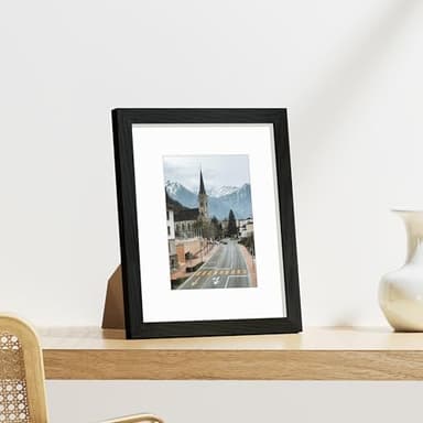 Vittanly 8x10 Picture Frames Set of 9, Shatter Resistant Plexiglass, Display 5x7 Pictures with Mat or 8x10 without Mat, Photo Frames for Wall or Tabletop, Engineered Wood, Black - Image 6