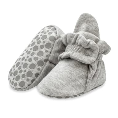 Zutano Unisex Organic Cotton Baby Booties with Gripper Soles, Gray Heather, 6M - Image 1