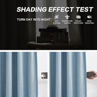 DUALIFE Blue Pinch Pleated Blackout Curtains 108 Inch Long 2 Panels Set Pinch Pleat Drapes for Living Room Bedroom Thermal Insulated Full Blackout Draperies with Hooks 40" Wx108 L - Image 2