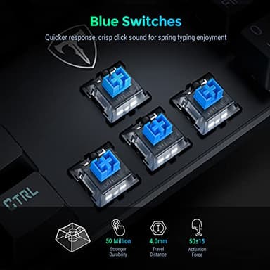 RisoPhy Mechanical Gaming Keyboard, RGB 104 Keys Ultra-Slim LED Backlit USB Wired Keyboard with Blue Switch, Durable Abs Keycaps/Anti-Ghosting/Spill-Resistant Computer Keyboard for PC Mac Xbox Gamer - Image 3
