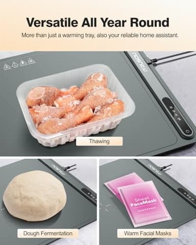 iTRUSOU Electric Warming Tray - Full Surface Heating,Rollable & Portable,Premium Silicone Nano-Material,3 Temperature Settings,Auto Shut-Off -Versatile Food Warmer for Gatherings,Parties,Everyday Use - Image 6