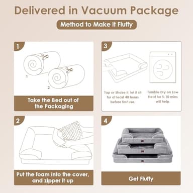 EHEYCIGA Orthopedic Dog Beds Large Sized Dog, Waterproof Memory Foam Pet Bed with Sides, Non-Slip Bottom Large Pet Bed with Washable Removable Cover, Grey - Image 6