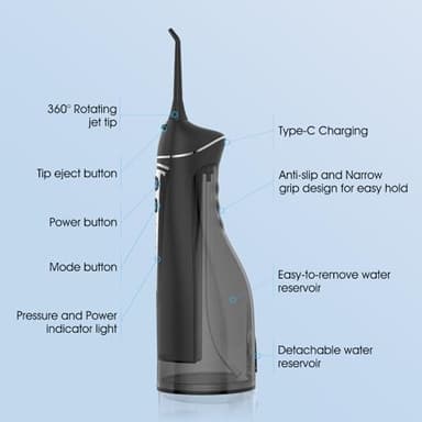 Water Flosser for Teeth Pick Cordless, Beautypick Portable Electric flossers for Teeth Cleaning and Flossing, 300ML Braces Oral Irrigator, Rechargeable Waterproof Dental Picks for Home Travel - Image 2