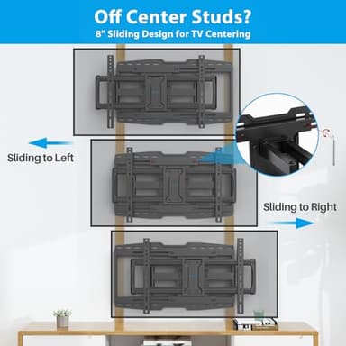 USX STAR 32-90" Full Motion Sliding TV Wall Mount, Fits 16" 18" 24" Wood Studs, Wall Mount TV Bracket with Smooth Swivel, Tilt, Extension, Holds up to 150lbs, Max VESA 600x400mm, Fit Most 75 85 86 TVS - Image 2