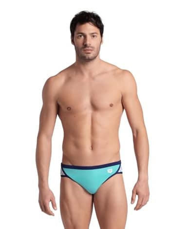 ARENA Men's Icons Swim Brief Solid MaxLife Athletic Swimwear Professional Training Swimsuit Trunk Sports Bathing Suit, Water/Navy, US Size 26 - Image 1