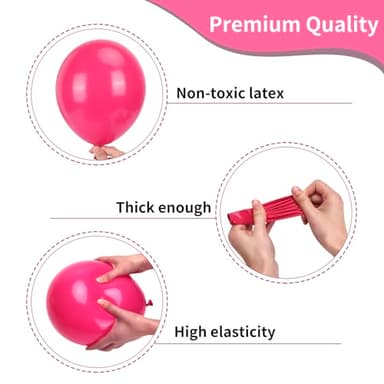 RUBFAC Hot Pink Balloons Different Sizes 105pcs 5/10/12/18 Inch for Garland Arch, Latex Party Balloons for Wedding Birthday Baby Shower Anniversary Valentine's Day Princess Theme Party Decoration - Image 3