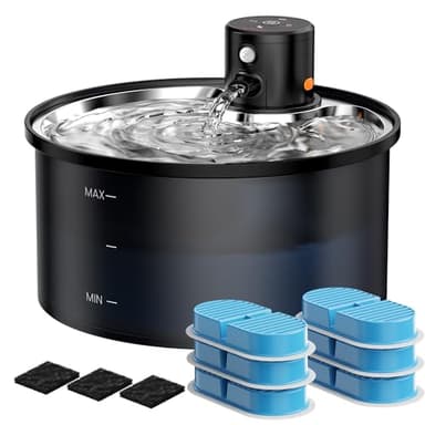 Battery Operated Cat Water Fountain: Wireless Pet Fountain with Filter - 108oz/3.2L Cordless Cat Dispenser with Motion Sensor Rechargeable Automatic Drinking Fountains for Cats Indoor - Plastic Model - Image 1