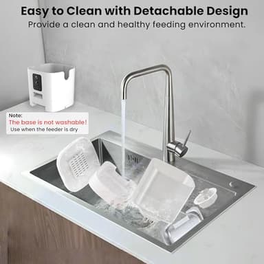 Automatic Cat Feeder with Dual Cameras, 2K HD Video with Night Vision, 5G WiFi Timed Pet Food Dispenser for Cat & Small Dog, 2-Way Audio, Easy APP Control, AI Pet Capture & Remain Food Record - Image 8