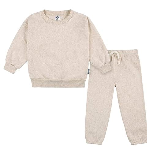 Gerber Baby Girls Toddler 2-Piece Fleece Sweatshirt and Jogger Set, Oatmeal Heather, 2T - Image 1