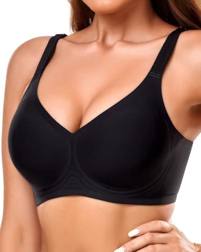 Gailife Smooth Wireless Bras for Women No Underwire Comfort Seamless Supportive Bra Raceback Push Up Bralettes Full Coverage -BK,L Black - Image 1