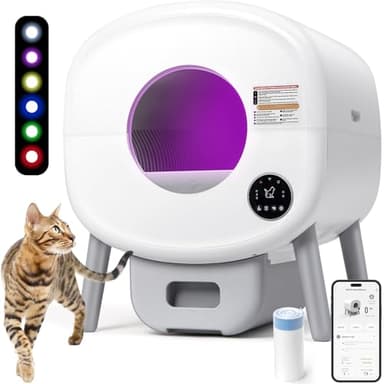 Fsitego Self Cleaning Cat Litter Box: Extra Large Automatic Litter Box for Multiple Cats, Odor-Free, App-Controlled, Ambient Light Waste Disposal - Image 1