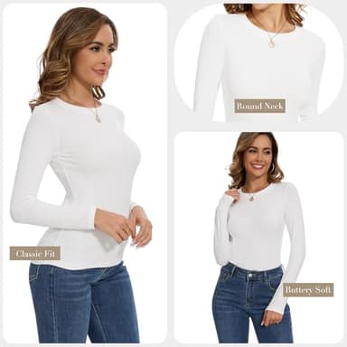 MLYENX 3 Pack Womens Long Sleeve Shirts Crew Neck Basic Stretchy Fitted Y2K Tops Going Out Fashion Clothes - Image 3