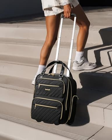 LUGGEX Underseat Carry On Luggage with Wheels, Stylish Lightweight Under Seat Luggage, Soft Sided Personal Item Suitcase for Short Trip (Black, 16 Inch) - Image 2