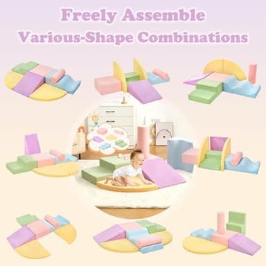 QUCHI Climbing Toys for Toddlers, Toddler Climbing Toys Indoor, 7-Piece Soft Foam Climbing Blocks Set, Toddler Playtime Corner Climber Indoor Foam Play Gym for Climbing Crawling and Sliding - Image 3