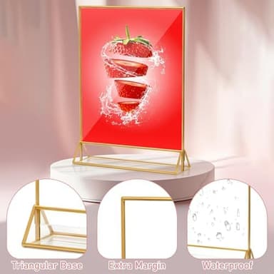 12 Pack Acrylic Sign Holder 5x7, Clear Picture Frame and Flyer Holder, Double Sided Gold Frame Acrylic Frame for Wedding Table Sign Display - Image 5