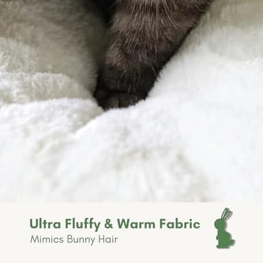 petfelix Cat Beds for Indoor Cats, Machine Washable Non-Skid, Fluffy Flower Cat Bed Cute, Anti Anxiety Dog Beds for Toy Size Dogs, 20 * 20 Inches, Cream - Image 3