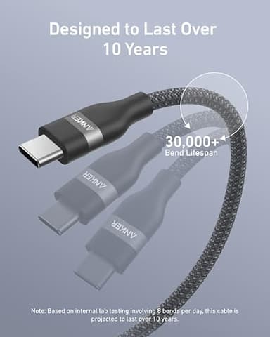 Anker Nano USB C Cable, 240W 6FT Flexible Multi-Color Braided Cord, Fast Charging Type C Charger for iPhone 17 Series, MacBook Pro and More(Black) - Image 4