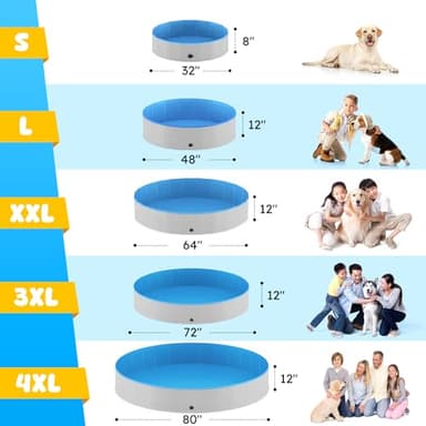 Niubya Foldable Round Dog Pool, Collapsible Hard Plastic Dog Swimming Pool, Portable Bath Tub for Pets Dogs and Cats, Pet Wading Pool for Indoor and Outdoor, 72 x 12 Inches - Image 4