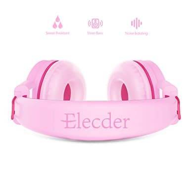 ELECDER i37 Kids Headphones Children Girls Boys Teens Foldable Adjustable On Ear Headphones 3.5mm Jack Compatible Cellphones Computer MP3/4 Kindle School Tablet Rose/Pink - Image 3