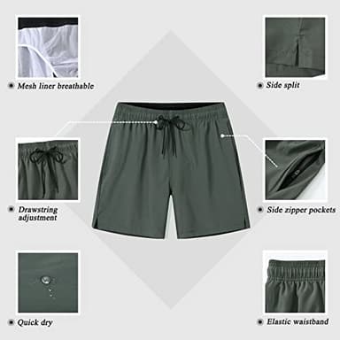 SILKWORLD Mens Swim Trunks Quick Dry Beach Shorts with Zipper Pockets,MQ18_Zip_Army Green,XX-Large - Image 4