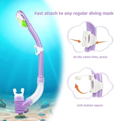 Dry Snorkel for Kids, Ultimate Snorkel Tube for Snorkeling, Freediving & Swimming, Easy-Breath Technology, Top-Mounted Dry Valve & Food-Grade Silicone Mouthpiece - Image 4