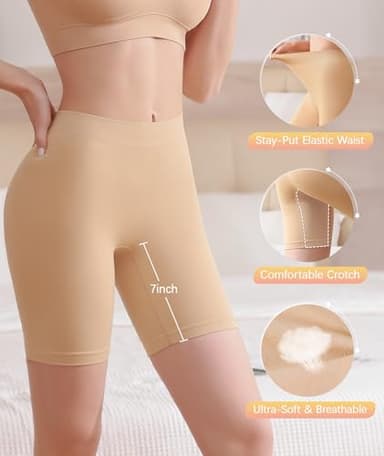 BESTENA Slip Shorts Womens Comfortable Seamless Smooth Slip Shorts for Under Dresses(Nude,Large) - Image 4