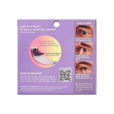KISS imPRESS Falsies Easy Tab Press On Self Adhesive Eyelashes, Black, 'Classy Natural', 1 Pair of 6mm-7mm Inner Natural Volume Eyelash Clusters & 1 Pair of 6mm-10mm Outer Half-Lashes with Easy Tabs - Image 8