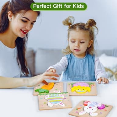 4 Pack Easter Wooden Puzzles for Kids Toddler Easter Basket Stuffers Toys Gifts Party Favor Boys Girls Classroom Exchange Toys - Image 5