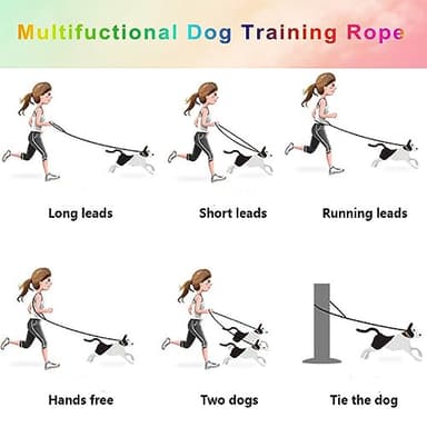 LWBMG Multifunctional Rope Dog Leash 7.5 FT with Double Swivel Hook Hands Free for Small Medium and Large Dogs Running Walking Rainbow - Image 4