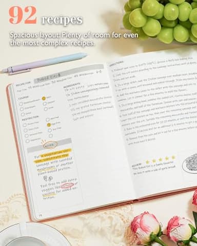 hi!SCI Blank Recipe Book to Write in Your Own Recipes, Large Recipe Notebook with 192 Pages, 7" x 10" Hardcover Recipe Journal for Family Cooking Lover (Coral Pink) - Image 6