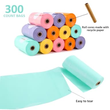 Diaper Bags Disposable for Baby, 20 Refill Rolls/300 Bags Waste Bags with Dispenser, Convenient and Quick Diaper Disposal, Rainbow - Image 4