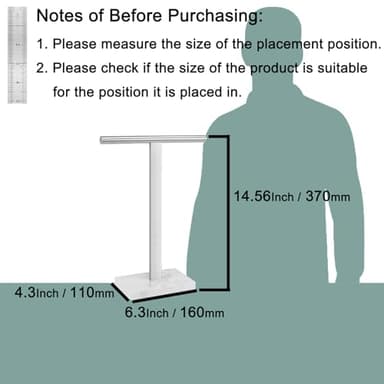 BathAce Hand Towel Holder, T-Shape Hand Towel Stand for Bathroom, Hand Towel Rack Bar Standing for Vanity Kitchen Countertop, 304 Stainless Steel (Marble Base, Brushed) - Image 3