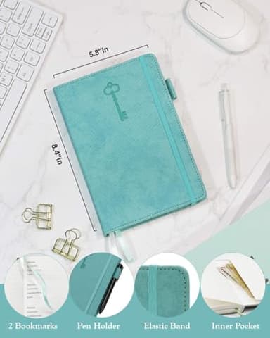hi!SCI Password Keeper Book with Colorful Alphabetical Tabs, Hardcover Password Log-book for Internet Password and Website Address, 5.8"×8.4" Password Notebook for Home Office (Turquoise, Medium (5.8 x 8.4 Inch)) - Image 6